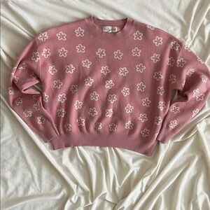 Floral Pink boho Sweater Juniors size XL
